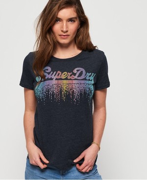 Superdry Vintage Logo Cascade Női Pólók Sötétkék | ALMGJ5647